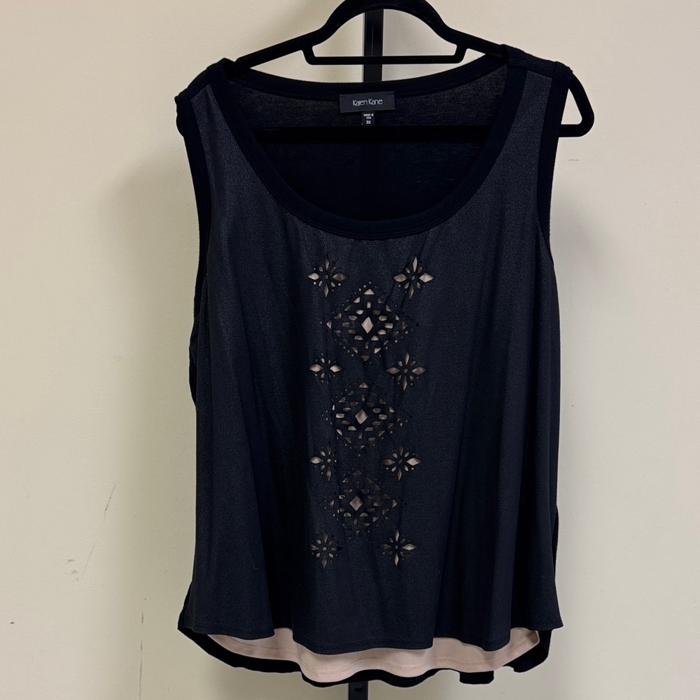 Karen Kane Black Tank Top with Cutout Design